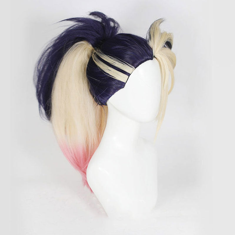 LOL KDA The Baddest Akali Blue Blonde Ponytail Cosplay Wigs - Cosplay Clans