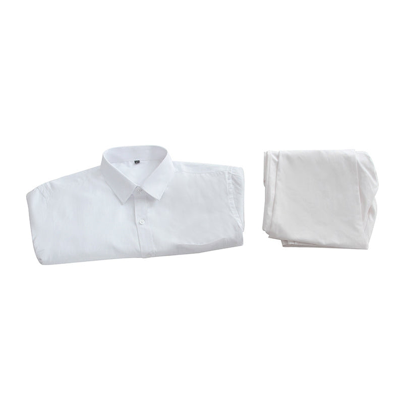 Anime The Promised Neverland Ray and Norman White Shirt Suit Cosplay Costume With Free Tattoo Sticker - Cosplay Clans