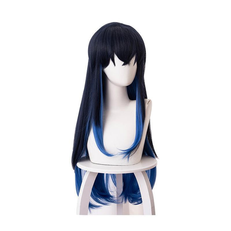 Anime Demon Slayer Kimetsu no Yaiba Hashibira Inosuke Blue Gradient Color Cosplay Wigs - Cosplay Clans