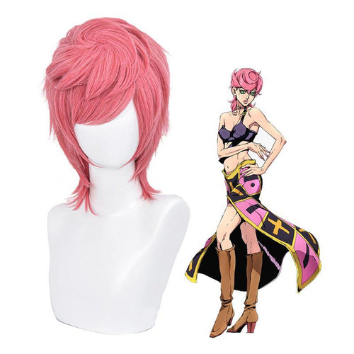 Anime JoJo's Bizarre Adventure Golden Wind Trish Una Long Pink Cosplay Wigs - Cosplay Clans