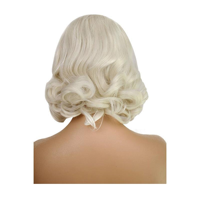 40cm Women Lace Front Wigs Short Curly White Cosplay Wigs - Cosplay Clans