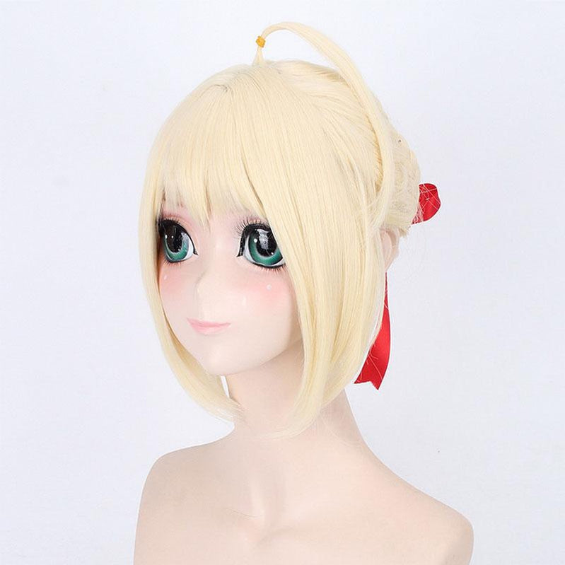 Anime FGO Fate Stay Night Arturia Pendragon Saber Blonde Grey Styled Updo 3 Colors Cosplay Wigs - Cosplay Clans