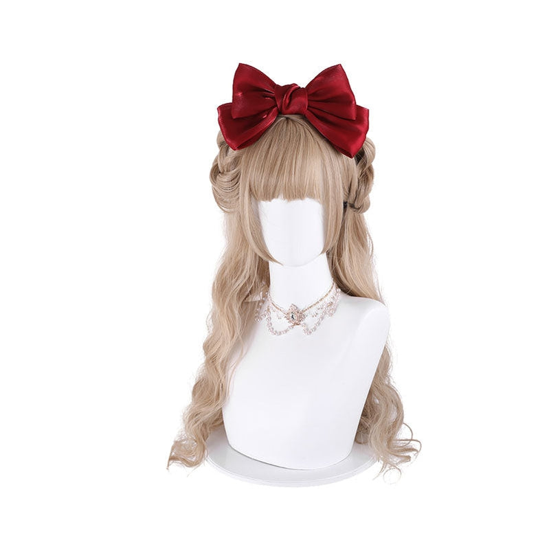 Women Fashion Long Golden Wavy Sweet Bangs Lolita Wig