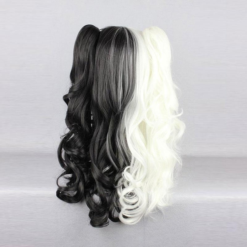 Anime Danganronpa: Trigger Happy Havoc Monokuma Black and White Bear Double Ponytail Long Curly Cosplay Wigs - Cosplay Clans