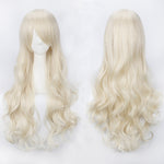 Women Wavy Sweet 80cm Long Yellow Blonde Orange Lolita Fashion Wigs with Bangs - Cosplay Clans