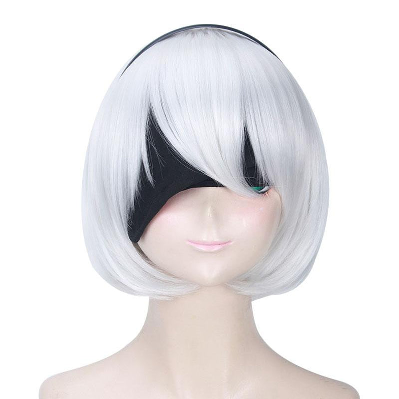 Action Role-playing Video Game Nier: Automata Game 2b YoRHa No.2 Type B Silver ShortCosplay Wigs - Cosplay Clans