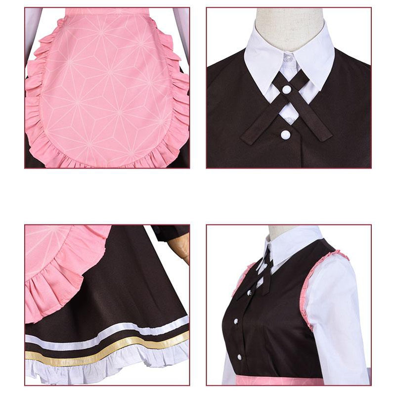 Anime Demon Slayer Kimetsu no Yaiba Nezuko Kamado Maid Outfit Cosplay Costumes - Cosplay Clans