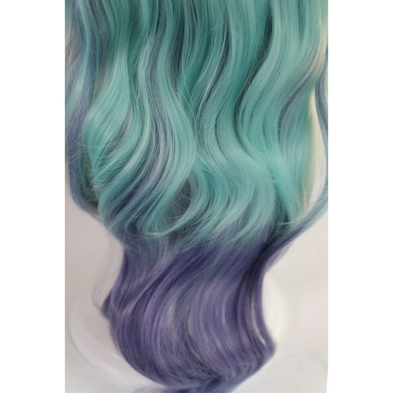 Game LOL KDA All Out Seraphine 100cm Long Green Gradient Purple Wavy Cosplay Wigs - Cosplay Clans