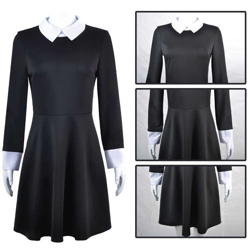 The Addams Family Wednesday Addams Short Sleeve Dress Cosplay Costume ...