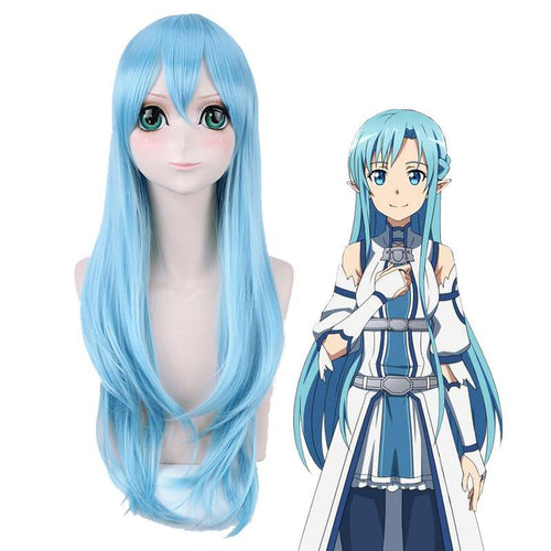 Anime SAO Sword Art Online ALO ALfheim Online Asuna Long Blue Cosplay Wigs - Cosplay Clans