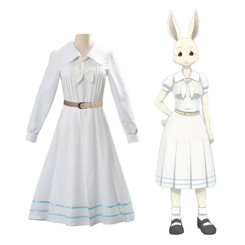 Anime Beastars Haru White Long Sleeve Dress Cosplay Costume - Cosplay Clans