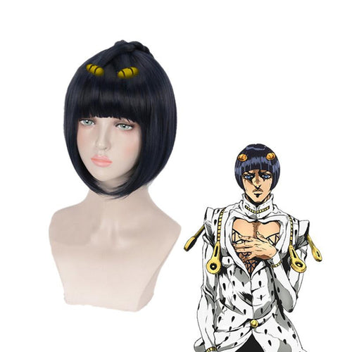 Anime JoJo's Bizarre Adventure Golden Wind Bruno Bucciarati Short Black Cosplay Wigs - Cosplay Clans