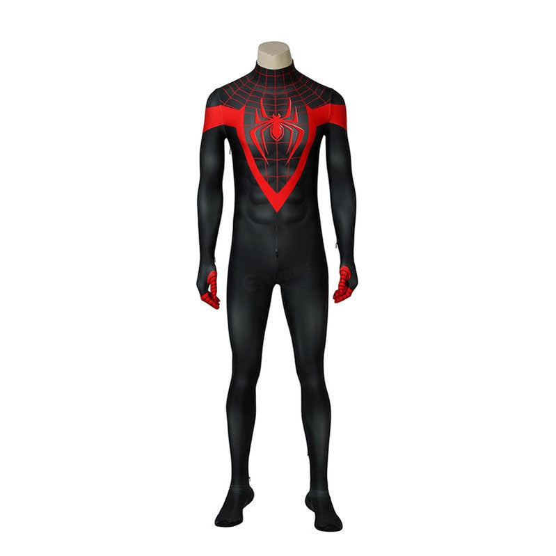 Movie Spider-Man: Into the Spider-Verse Miles Morales Spiderman Elastic Force Jumpsuit Cosplay Costume with Free Headgear - Cosplay Clans