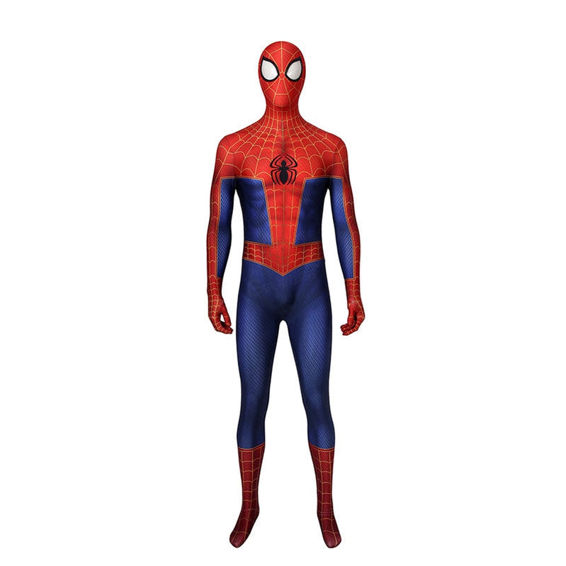 Movie Spider-Man: Into the Spider-Vers Peter Parker Spiderman Jumpsuit Elastic Force Cosplay Costume with Headgear - Cosplay Clans