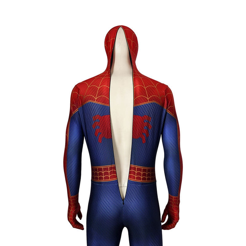 Movie Spider-Man: Into the Spider-Vers Peter Parker Spiderman Jumpsuit Elastic Force Cosplay Costume with Headgear - Cosplay Clans