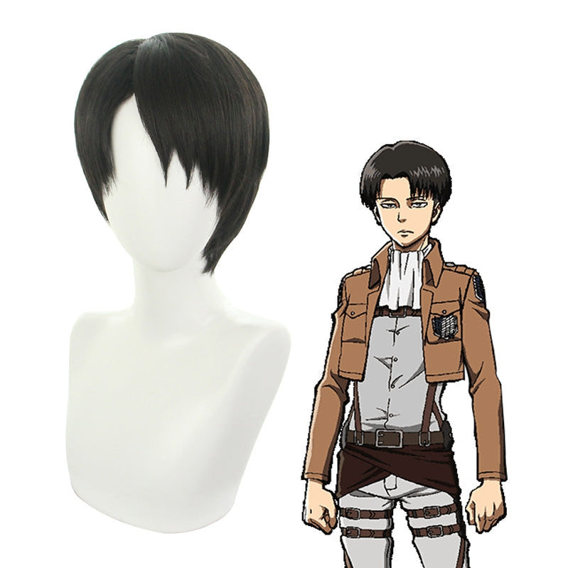 Anime Attack on Titan Levi Ackerman Short Black Cosplay Wigs - Cosplay Clans