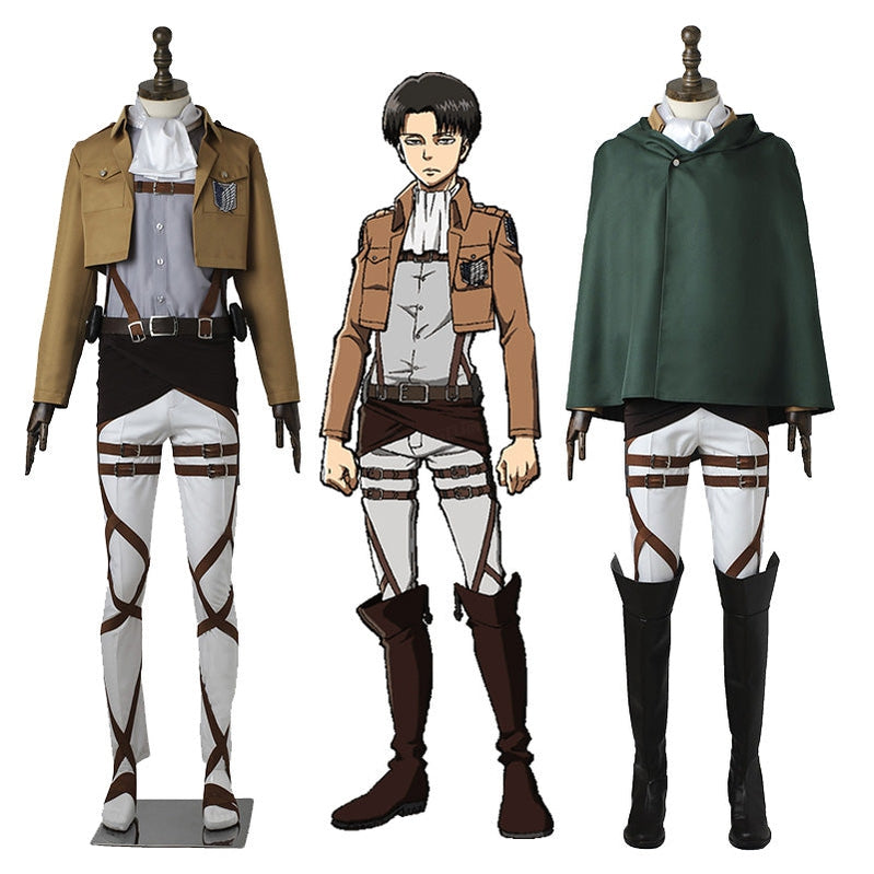Anime Attack on Titan Levi Ackerman Survey Corps Uniform Set Cosplay Costume - Cosplay Clans