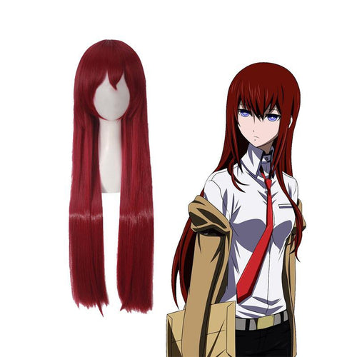 Anime Steins;Gate Makise Kurisu Long Wine Red Cosplay Wigs - Cosplay Clans