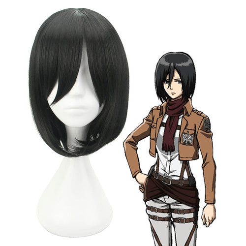 Anime Attack on Titan Mikasa Ackerman Short Black Cosplay Wigs - Cosplay Clans