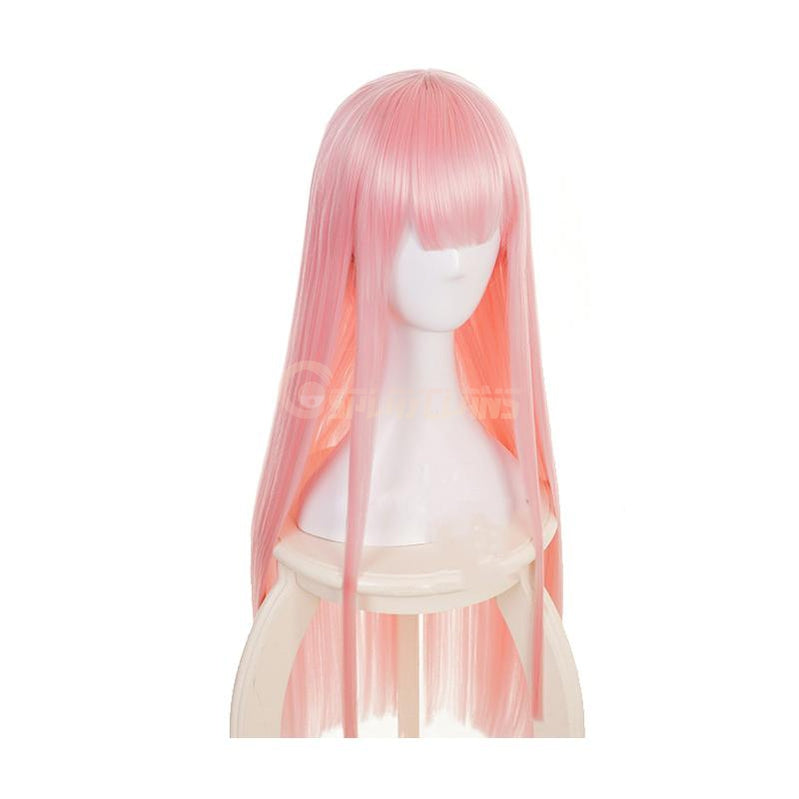 Anime DARLING in the FRANXX 02 Zero Two 100cm Long Pink Straight Cosplay Wigs - Cosplay Clans