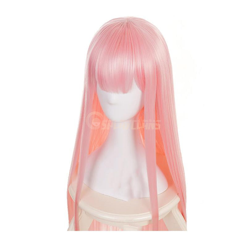 Anime DARLING in the FRANXX 02 Zero Two 100cm Long Pink Straight Cosplay Wigs - Cosplay Clans