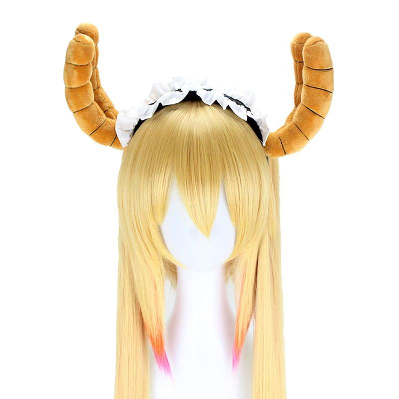 Anime Miss Kobayashi's Dragon Maid Tohru Long Mixed Blonde Cosplay Wigs with Free Dragon Horn Headdress - Cosplay Clans