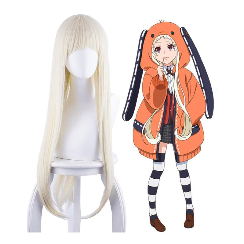 Anime Kakegurui Yomoduki Runa Long Straight Cream White Cosplay Wigs - Cosplay Clans