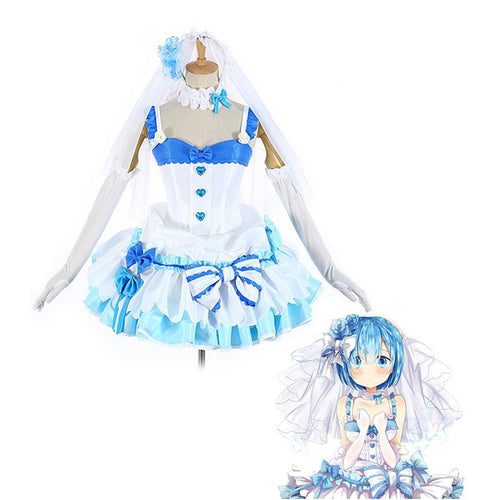 Anime Re:Zero Starting Life in Another World Rem and Ram Wedding Dress Cosplay Costume - Cosplay Clans