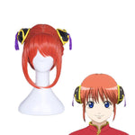 Anime Gintama Kagura Short Orange Red Cosplay Wigs with Free Headdress - Cosplay Clans